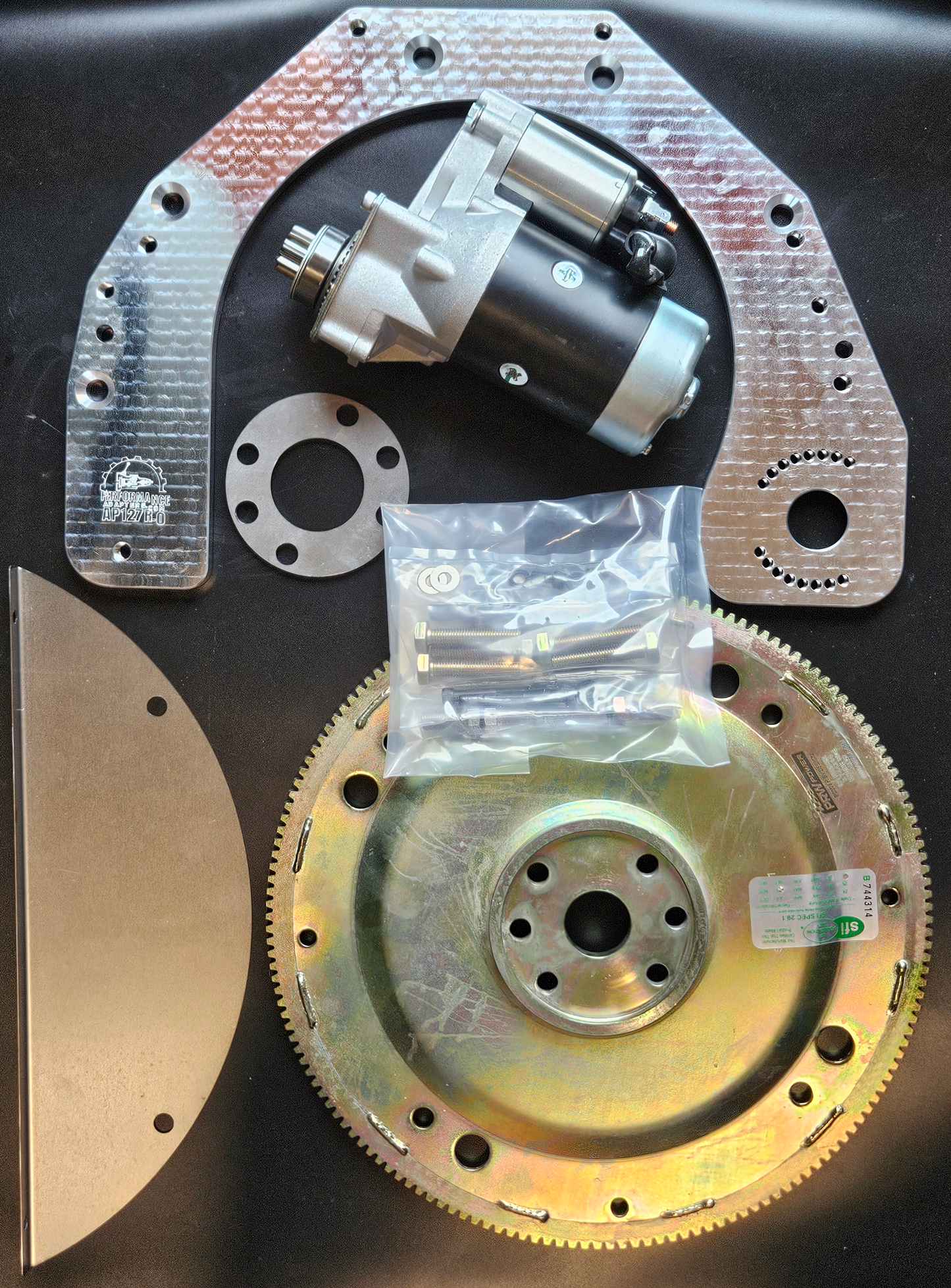 PAFO801: Ford 8ba Flathead V8 (1949-53) to Ford Modular (ref.6R80) V8 or Ford Small Block (AOD) V8 Automatic Transmission Adapter Kit
